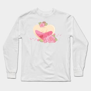 Pink Rose Floral Valentine Heart Shaped Love Potion Long Sleeve T-Shirt